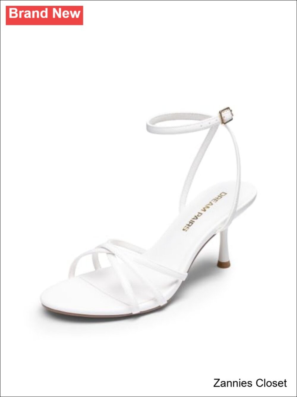 ✨ DREAM PAIRS Women's Kitten Heel Ankle Strap Sandals Faux Leather